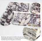 Real Luxurious Natural Marble Vanity Tray Genuine Marble Storage Tray for Home Decor Stone Tray for Bathroom/Kitchen/Vanity/Dresser Non-Resin/Non-Ceramic/Viola Oval Set