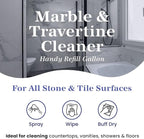 InterCare Marble and Travertine Cleaner, Natural Stone & Terrazzo Liquid Cleaner, Shower & Tile Surface Care, Floor, Walls & Countertop Cleaner and Degreaser, Refill Gallon