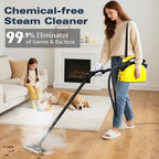 Steam Cleaner with 21 Accessories, 248°F High-Temp Steam & 1.1L Large Tank for Deep Cleaning Floors, Tiles, Carpet, Cars - Free Cleaning (Yellow) Chemical-Free Home & Auto Use