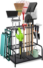 Garden Tool Organizer, Large Yard Tool Tower Rack for Garage Organization and Storage, Gardening Tool Stand for Shed or Outdoor, Metal Garden Tool Holder Up to 78 Tools, Shovel, Rake, Black