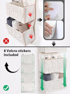 Macrame Over the Door Organizer Boho Decor Nursery Storage, Leaf Weaving Closet Organizers and Storage，with 4 Hanging Pockets, Behind Door for Bathroom, Bedroom