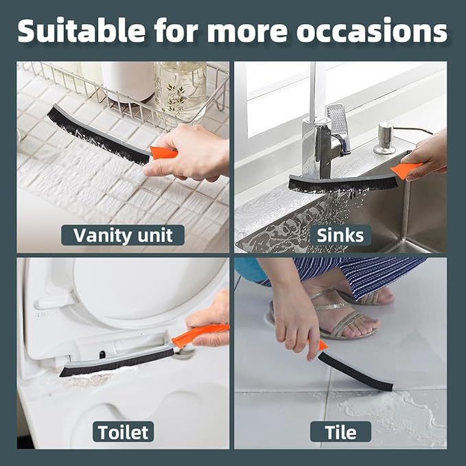 Toilet Brush, 4Pcs Bathroom Cleaning Brush, Toilet Scrubber, Deep Toilet Bowl Brush with Hanging Hole, Multifunctional Gap Cleaning Brush, Bristles for Kitchen Sinks, Tub,Shower (4, Orange)