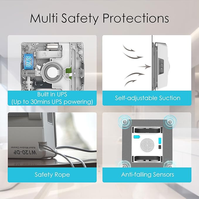 Mamibot W120-DP Window Cleaning Robot for High-Rise Glass - 3200Pa Strong Suction, Multiple Cleaning Modes,4 Water Spray Nozzles,Edge Detection Technology,App&Remote Control(Grey)