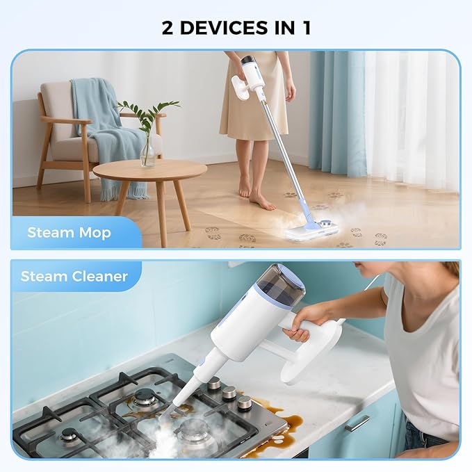 7 in 1 Steam Mop for Floor Cleaning, Multipurpose Floor Steamer with Detachable Handheld Steam Cleaner Perfect for Hardwood Floors, Clothes, Windows, Tiles, Furniture, Carpet, Whole Home Use