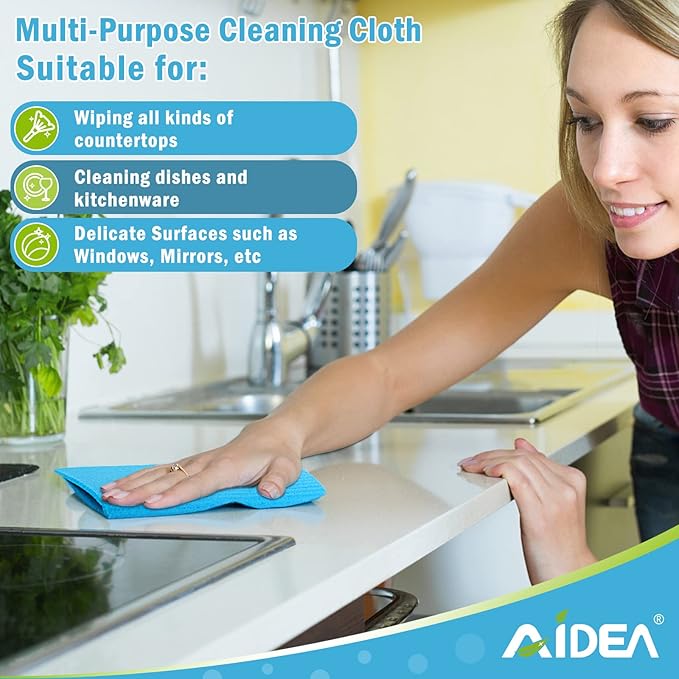 AIDEA Swedish Dishcloths for Kitchen, 20PK, Reusable Paper Towels, Kitchen Washcloths Dish Rags, Eco Friendly No Odor Reusable Cleaning Cloths, Cellulose Sponge Cloths, 7"×6"
