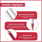 Spin Mop Replacement Handle, 47.6-inch 360 Degrees Rotating Telescopic Replacement Mop Stick with a Robust Stainless Steel Disc for Spin Mop Bucket Cleaning System (Stainless Steel Disc,Red)