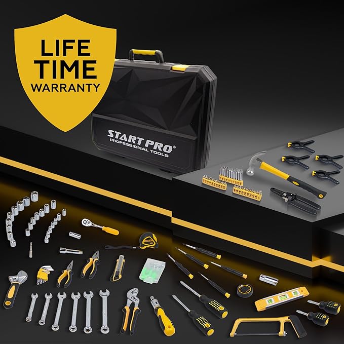 Start Pro 237-Piece Household & Auto Repair Tool Kit - General Hand Tool Set with Screwdrivers, Sockets, Wrenches & Plastic Storage Case, Portable for DIY