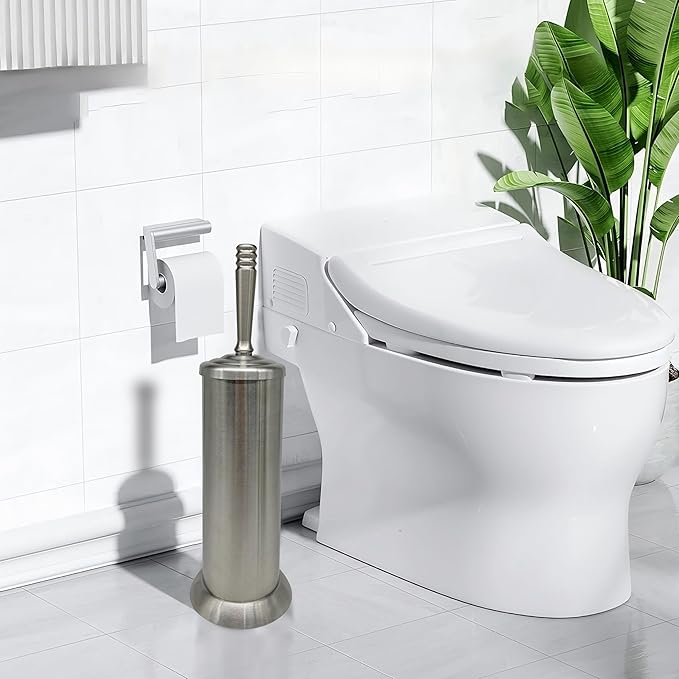 Brushed Nickel Toilet Bowl Brush with Holder, Durable Bathroom Cleaning Tool, Modern Design for Easy Toilet Maintenance, Bathroom Cleaner Brush for Efficient Cleaning and Hygiene