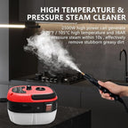 Handheld Steam Cleaner, 2500W Pressurized Steam Cleaner with 3 Brush Heads, Portable Steam Cleaner for Home, Car, Furniture, Kitchen, Bathroom and Wall, Red
