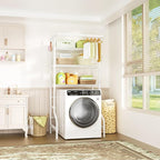 Ulif U11 Over Washer and Dryer Shelves, 3 Tiers Laundry Room Storage and Organizer Standing Shelf, Metal Freestanding Clothes Drying Rack, 33.9" W x 19.7" D x 77.6" H, White