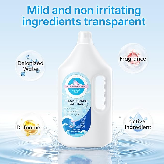Floor Cleaning Solution Compatible With Tineco/Bissell/Dreame And Shark, Fragrance Deodorization, Deep Cleans for Multiple Hard Floors, Suitable With Cordless Wet/Dry (【Fresh Ocean】, 2.51 Liter)