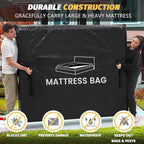 Mattress Bags for Moving and Storage, BETU Full Size Waterproof Mattress Protector Mattress Cover with 8 Heavy Duty Handles and Zipper Extra Thick Moving Supplies for Bed Reusable (77x57x13.5 Black)