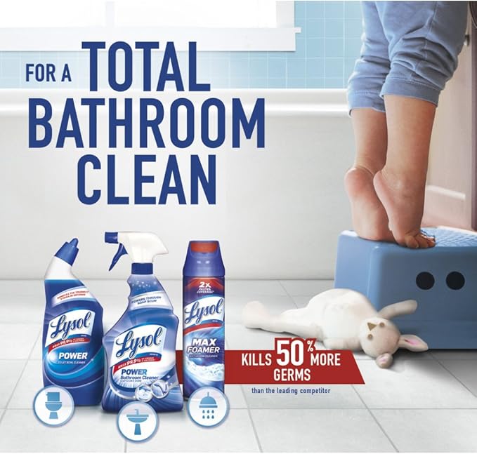 Lysol Toilet Bowl Cleaner Gel, For Cleaning and Disinfecting, Stain Removal, Forest Rain Scent, 24oz (Pack of 4)