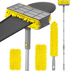 JEHONN 77” Ceiling Fan Cleaner Duster with Extra Bendable Chenille Dust Cleaning Tool, Detachable Washable Mop for Baseboard, Blinds, Walls, Floors & Car Interiors (Yellow)