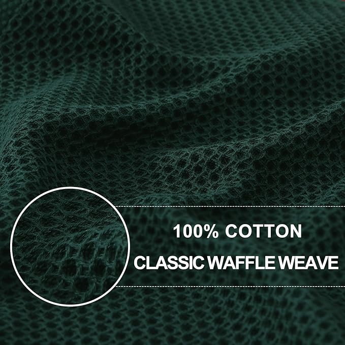 Homaxy 100% Cotton Waffle Weave Kitchen Dish Cloths, Ultra Soft Absorbent Quick Drying Dish Towels, 12 x 12 Inches, 8-Pack, Blackish Green