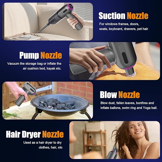 7000Pa Mini Vacuum Cleaner: Handheld Vacuum & Electronics Duster & Hand Pump Cordless Keyboard Vac 3-Gear Compressed Air Blower for Computer Sewing Machine Laptop Car Home Office