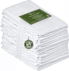 RUVANTI Flour Sack Towels 12 Pack 28 x 28 Inches, Ring Spun 100% Cotton Dish Towel, Machine Washable, Absorbent - Flour Sack Kitchen Towels for Drying and Cleaning - White