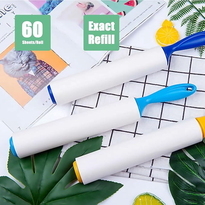 8.7 inch Lint Roller Refills Only, Compatible with Mammoth Lint Roller, Extra Large Sticky Roller Refill 5 Rolls, 60 Sheets per Roll, Total 300 Sheets, Perfect for Pets (8.7'' Wide)