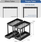 2PC Under Sink Organizer Rack 2 Tier Under Sliding Cabinet Basket Organizer Drawer with 4 Hooks, Multi-purpose Under Sink Storage for Bathroom Kitchen Desktop（Black）