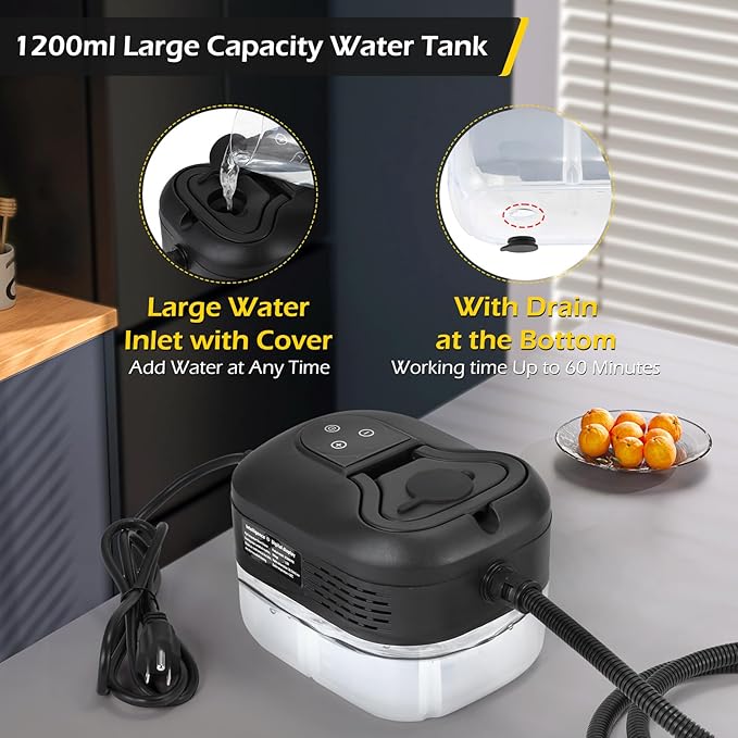 Dyna-Living Steam Cleaner 1500W Handheld Steamer for Cleaning Portable Car Steamer Cleaner, 221℉ High-Temp Steamer Cleaner for Home, Intelligent Touch Panel & Spray Gun Control