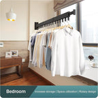 Clothes Drying Rack,Wall Mounted Space-Saver,Retractable,Collapsible, Strong Load-Bearing,ing Rack Clothing,Laundry Drying Rack（Windproof Ring, Three Pole）