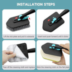 nacena Shower Scrubber with Long Handle, 4 in 1 Tile Tub Scrubber Brush with 3 Detachable Cleaning Heads and V-Shaped Grout Brush Shower Cleaner Brush for Bathroom Kitchen Toilet Tub Sink Wall, Black