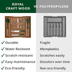 ROYAL CRAFT WOOD Luxury Bamboo Kitchen Drawer Organizer - Silverware Organizer - Utensil Holder and Cutlery Tray with Grooved Drawer Dividers for Flatware and Kitchen Utensils (9 Slot, Brown Bamboo)