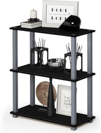 Furinno TURN-S-TUBE Storage Shelves Set of 2, 3-Tier Book Shelf, Corner Shelf, Toolless Open Shelves, Square Tubes, for Organization and Storage, Living Room, Garage, Home Office, Black