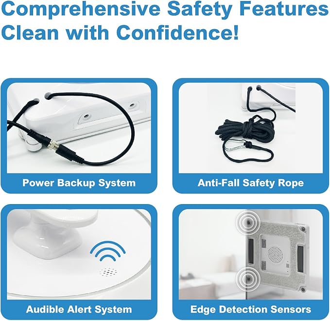 Taiwan Window Cleaning Robot RS7 Plus - Front & Back Dual Jets, Compatible with Wet Pad, 4300PA Suction, Edge Detection, Edge Cleaning Mode