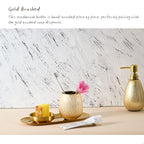 Brushed Gold Ceramic Soap Dispenser, 11 oz Textured Hand or Dish Soap Dispenser with Golden Plastic Pump for Bathroom or Kitchen Countertop