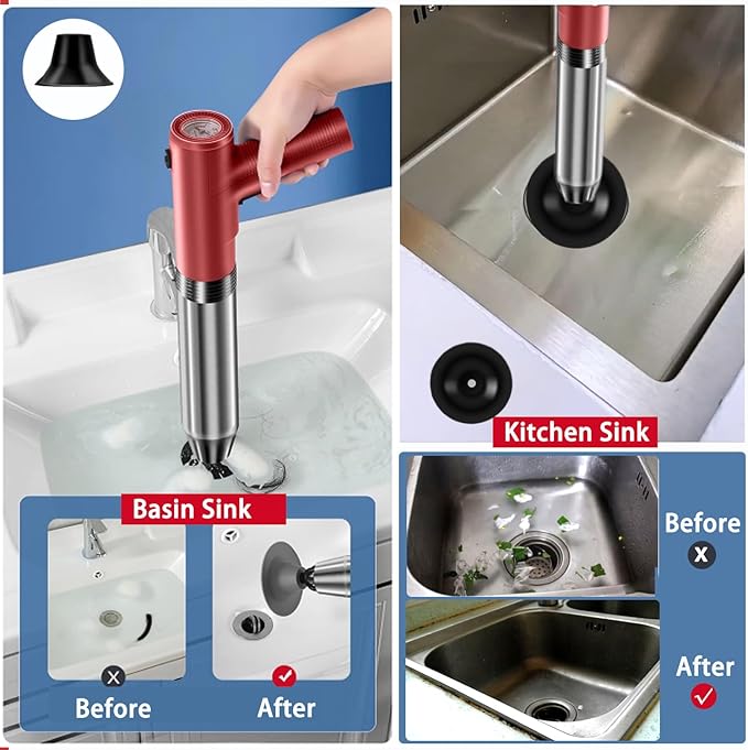 Electric Toilet Plungers For Bathroom Heavy Duty Drain Clog Remover Air Plunger High Pressure Toilet Unclogger Unclog Toilet Drain Unclogger Tool Drain Snake Toilet Clog Remover