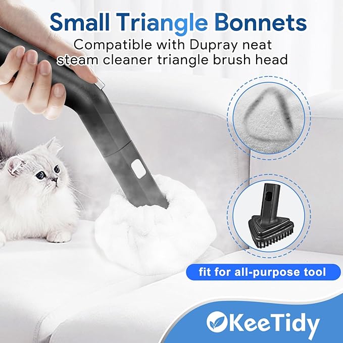 Steam Cleaner Handheld Attachments Compatible with Dupray Neat Steam Cleaners - 2 Pack Large Rectangle Bonnets + 4 Pack Small Triangle Bonnets Reusable Microfiber Steam Cleaner Pads Mop Accessories