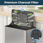 Stainless Steel Hanging Trash Can with Lid and Inner Bucket, 2 Gallon Kitchen Compost Bin for Counter Top, Under Sink or Wall Mount, Small Garbage Can for Cupboard/Bathroom/Bedroom/RV