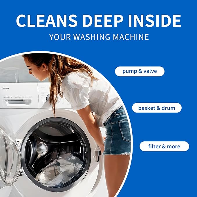 Washing Machine Cleaner Tablets, Cleans Front and Top Load Washers, Including HE Models, Removes Residues and Grime, 6 Count Pack