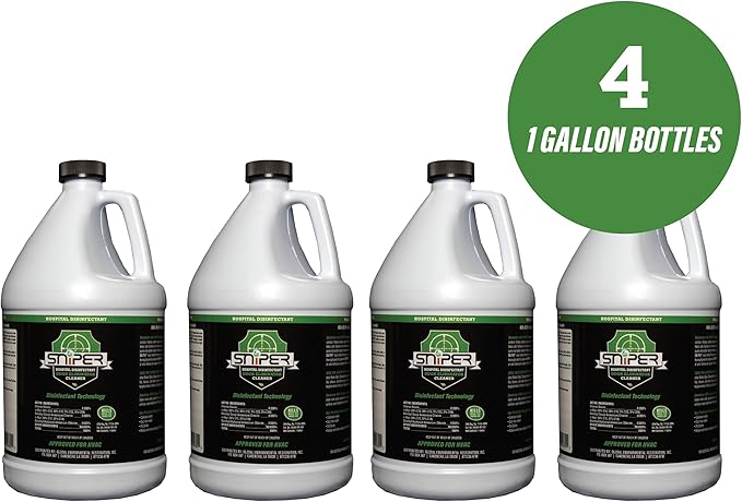 SNiPER Hospital Disinfectant, Odor Eliminator & All-Purpose Cleaner, 1 Gallon, 4-Pack