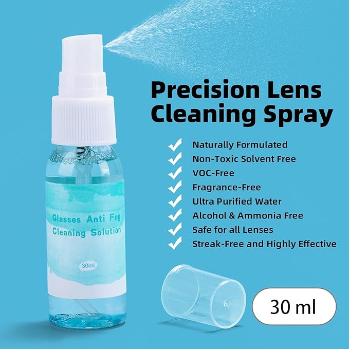 Glasses Cleaner Kit Eyeglass Cleaner, Anti Fog Spray with Microfiber Lens Cleaning Cloth, Glasses Repair Tool with Screws, Portable Travel Eyeglasses Cleaning Kit with Case, White