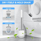 Toilet Brush, 2 PCS Toilet Brush and Holder with 304 Stainless Steel Handle, Space Saving Toilet Bowl Brush for Storage, Durable Bristles Toilet Scrubber for Bathroom Cleaning