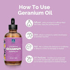 Geranium Essential Oil 4 Oz, 100% Pure Geranium Oil for Diffuser, Skin, Hair, Face, Soap & Candle Making, Aromatherapy & Massage
