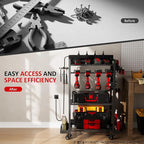 Power Tool Organizer Cart with 8 Power Outlet & Adjustable Storage, Garage Workshop Tool Box Cart, Gifts for Men