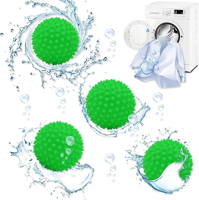 Reusable Laundry Dryer Balls, Plastic Anti-Static Fabric Softener, Reduces Wrinkles, Sustainable Cleaning Supplies, Essential Washing & Drying Aid for Soft, 6 Pack, 2.36 in (Sky Blue/Yellow/Green)