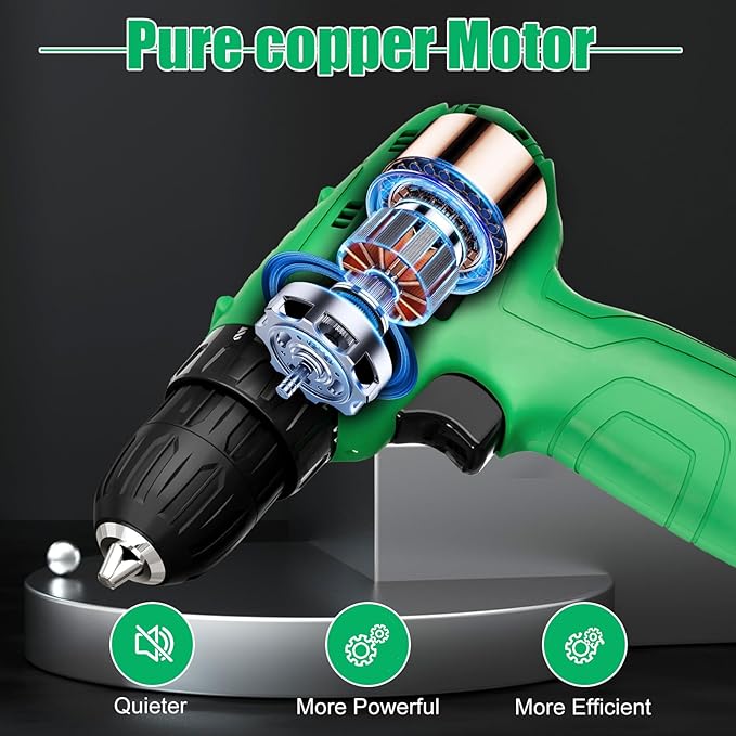 Tegatok Cordless Drill Set,12V Power Drill Set with Battery and Charger, Electric Driver Drills Bits, 3/8'' Keyless Chuck,18+1 Torque Setting with LED Electric Drills Set