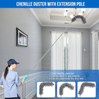 Microfiber Feather Duster Kit with Extension Pole (30–100") – Bendable Washable Heads, Extendable Dusters for Cleaning Ceiling Fan, High Ceiling, Blinds, Furniture & Cars (5 Pcs)