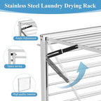 2 Pcs Wall Mount Clothes Drying Rack 26 X 31.5 Laundry Room Organizer Laundry Drying Rack Foldable Stainless Steel Drying Rack Clothing Space Saver Laundry Rack for Hanging Clothes Sock Towel