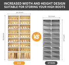 9-Tier Foldable Shoe Rack Organizer for Closet,36Pairs Collapsible Plastic Shoe Shelf,Large Shoes Cabinet with Door,Clear Stackable Storage Box Easy Assembly