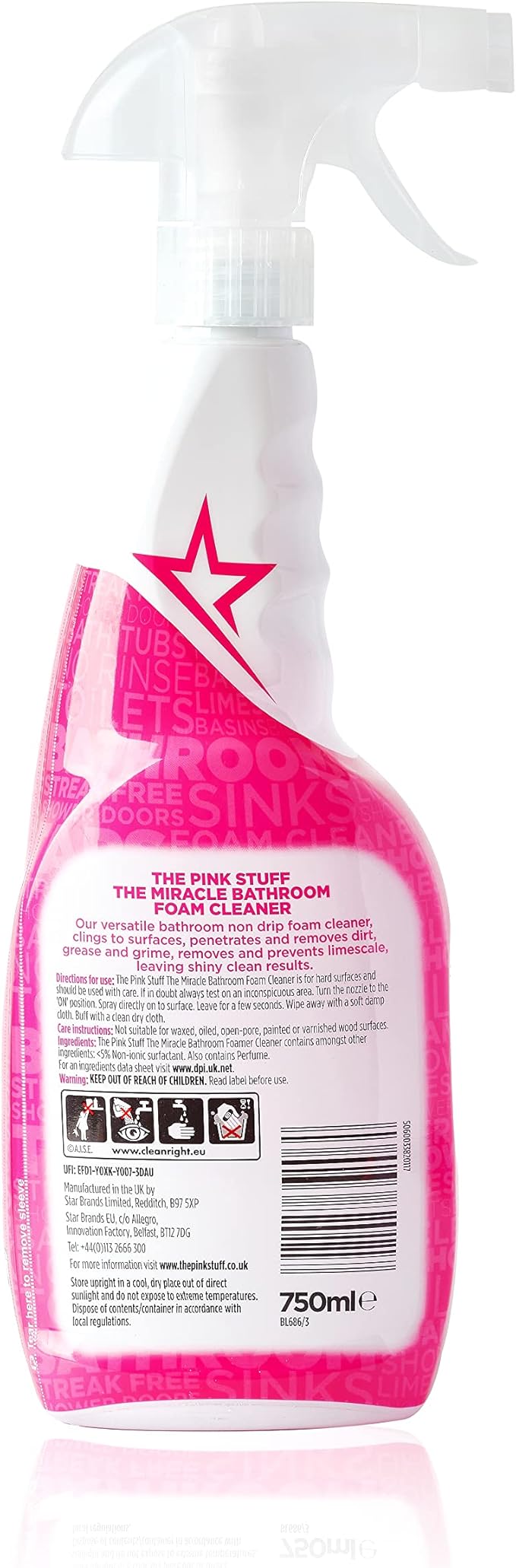 Stardrops - The Pink Stuff - The Miracle Bathroom Foam Cleaner 750ml 3-Pack Bundle (3 Bathroom Foam Spray)