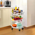 Kitchen Storage Cart, Foldable Rolling Organizer with Wheels White 3 Tiers Compact Shelf for Pantry, Bathroom, Bedroom, 14.17" L x 10.71" W x 21" H