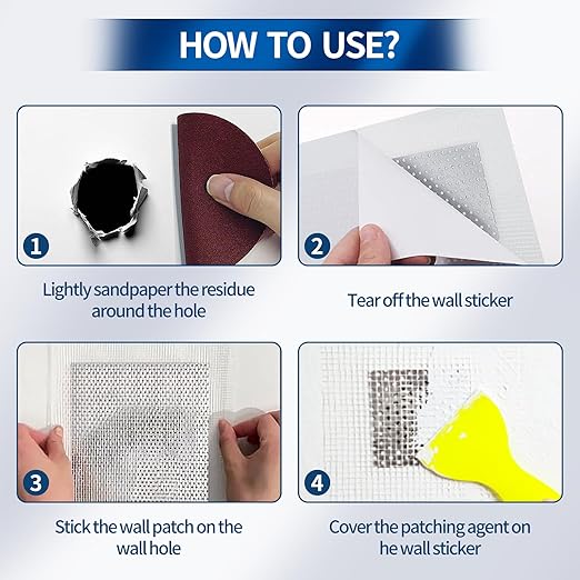 Drywall Repair Kit, Upgraded Size, 4pcs (10 x 10in) Large Hole Patch Kit, Self-Adhesive Fiberglass and Aluminum Sheet Metal Patch