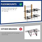 FLEXIMOUNTS Garage Wall Shelving, 2-Pack 1x3 ft, Includes 8 Bike Hooks, Wall Shelf Garage Organization System w/Bike Hangers, Storage Rack, Floating Shelves, 300 lbs Weight Capacity