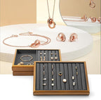 Oirlv Solid Wood Multifunctional Ring Earrings Studs Bangle Jewelry Organizer Tray Jewelry Drawer Organizer(Grey)