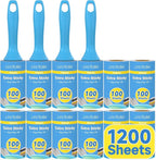 Swihauk 1200 Sheets Extra Sticky Lint Rollers for Pet Hair, Easy Spiral Tear Lint Roller for Clothes with Ergonomic Handle, Multipurpose Lint Remover for Furniture, Carpet, Car Seat